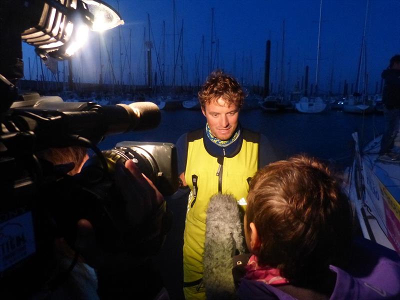 Finishing Leg 2 of the Solitaire du Figaro 24th overall, Team Plymouth skipper Sam Goodchild was disappointed on the docks in Roscoff photo copyright Artemis Offshore Academy taken at  and featuring the Figaro class