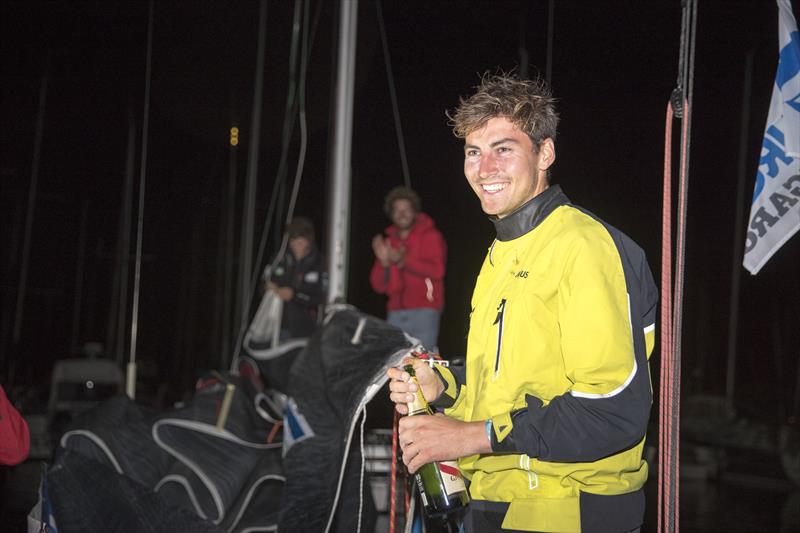 Hugh Brayshaw (Kamat) finishes as 1st amateur in La Solitaire URGO Le Figaro Stage 1 photo copyright Alexis Courcoux taken at  and featuring the Figaro class