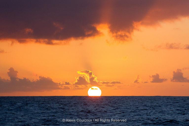 Sunset on the first night of 50th La Solitaire URGO Le Figaro Stage 2 photo copyright Alexis Courcoux taken at  and featuring the Figaro class