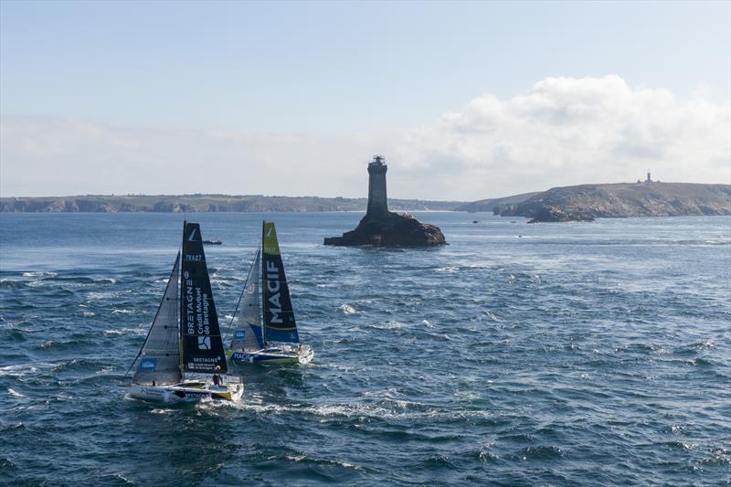 52nd La Solitaire du Figaro Stage 2 - Tom Laperche (Bretagne CMB Performance) and Pierre Quiroga (Skipper MACIF 2019) photo copyright Alexis Courcoux taken at  and featuring the Figaro class