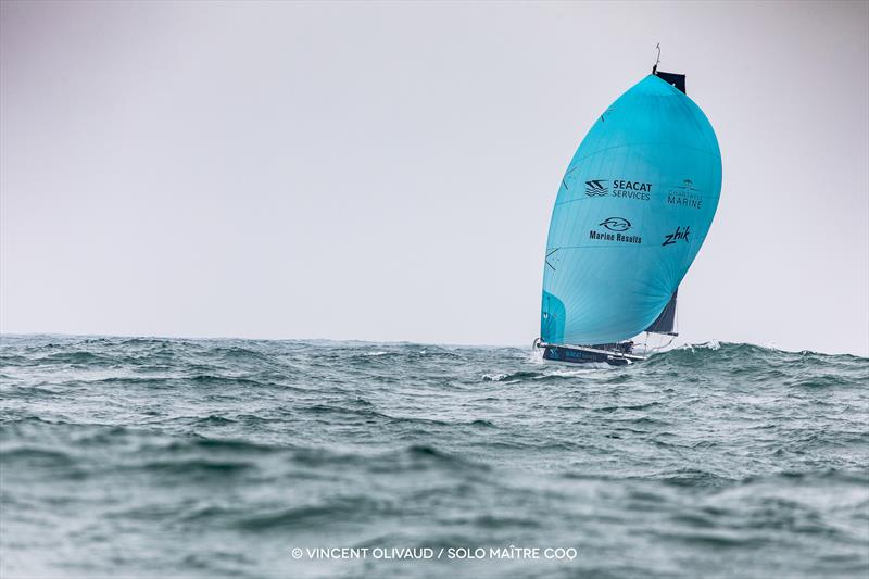 Podium for Alan Roberts in the Solo Maitre Coq photo copyright Vincent Olivaud / Solo Maitre Coq taken at  and featuring the Figaro class