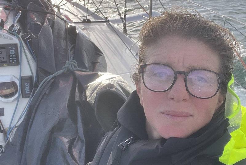 Erica Lush's mainsail is too damaged to repair on board, and she has retired from La Solitaire du Figaro Paprec - photo © Erica Lush