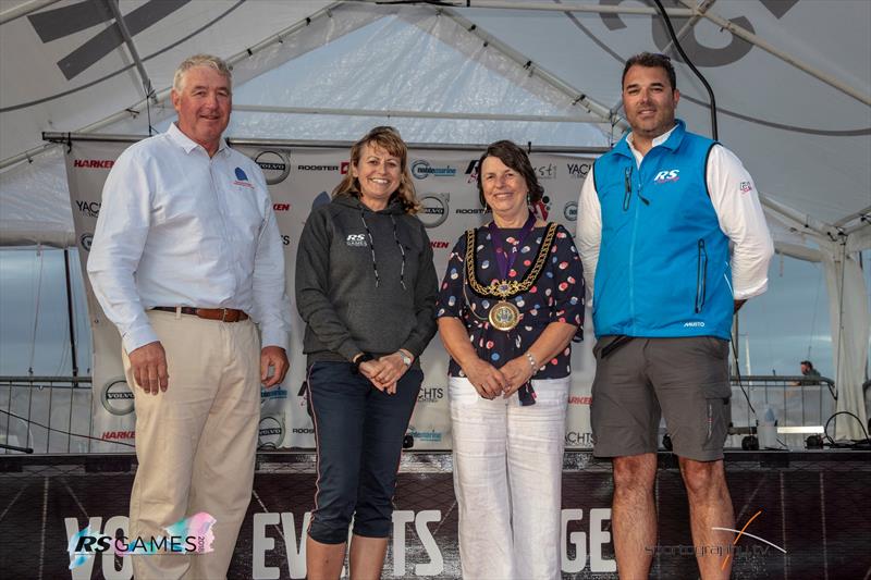 Peter Allam, Heather Chipperfeild, the Mayor of Weymouth & Portland & Alex Newton-Southon during the opening of the RS Games - photo © Alex Irwin / www.sportography.tv