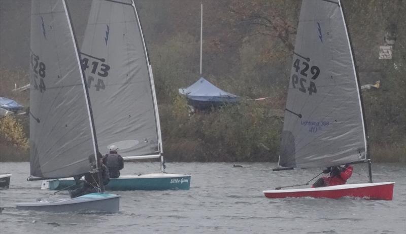 John Claridge leads Caroline Hollier and Simon Hopkins during the Allen Brothers Lightning 368 Inlands at West Oxfordshire SC photo copyright Robbie Claridge taken at West Oxfordshire Sailing Club and featuring the Lightning 368 class