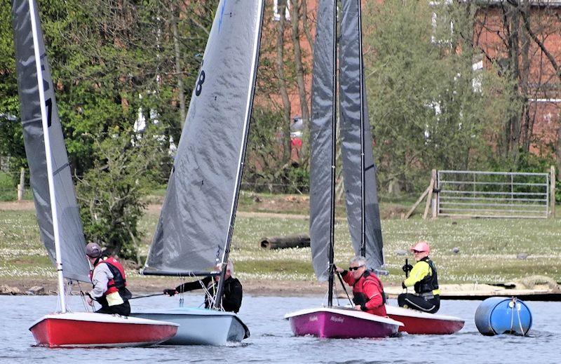 Lightning 368 open meeting at Aldridge - Duncan Cheshire briefly leads the pack photo copyright Sue Cornes taken at Aldridge Sailing Club and featuring the Lightning 368 class