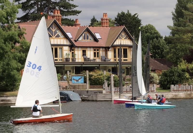 David Phillips, Caroline Hollier, Simon Hopkins and John Claridge in close contention during the Noble Marine Insurance Lightning 368 Travellers at Cookham Reach photo copyright Elaine Gildon taken at Cookham Reach Sailing Club and featuring the Lightning 368 class