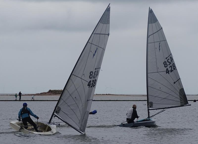 Noble Marine Insurance Lightning 368 Northerns at West Kirby - Simon Hopkins leads Caroline Hollier at the gybe mark photo copyright Sue Comes taken at West Kirby Sailing Club and featuring the Lightning 368 class