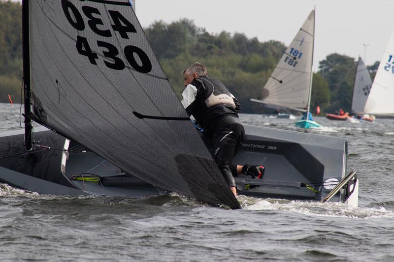 Graham Lazell fights a dunking during the Noble Marine Lightning 368 2023 Nationals at Chase SC photo copyright Charles Minton taken at Chase Sailing Club and featuring the Lightning 368 class