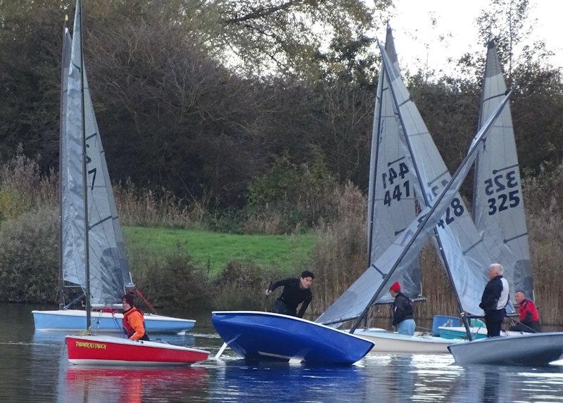 Robbie Claridge roll tacks in the final drifting race - Lightning 368 Rum & Mince Pie open meeting at West Oxfordshire photo copyright John Butler taken at West Oxfordshire Sailing Club and featuring the Lightning 368 class