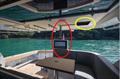 Furuno 19” MFD in the down position (red circle) with the screen stowage recess (yellow circle) - Matuku - custom design Artnautica 60 (18mtr) Sportfisher - Lloyd Stevenson Boatbuilders - April 2023 © Lloyd Stevenson Boatbuilders 