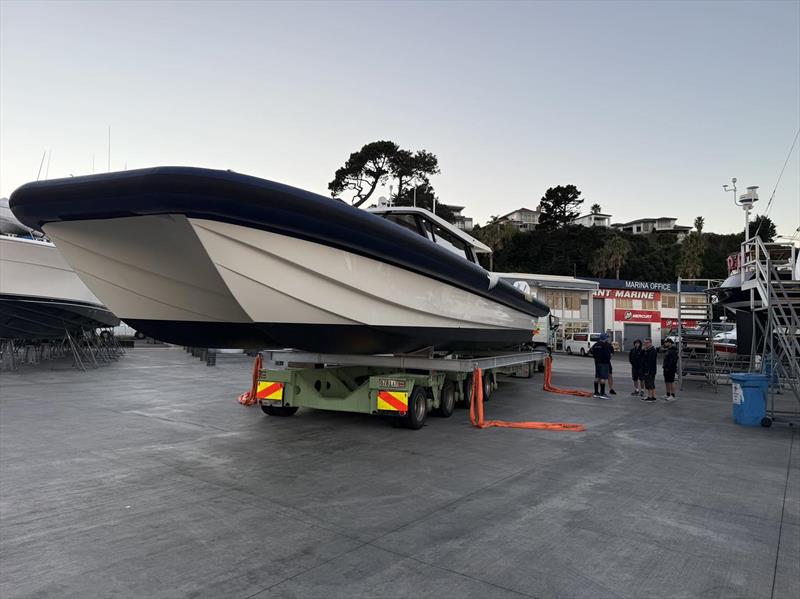 Django Shade foiling Catalyst 50 launch - Lloyd Stevenson Boatbuilders - May 2026 - photo © Lloyd Stevenson Boatbuilders