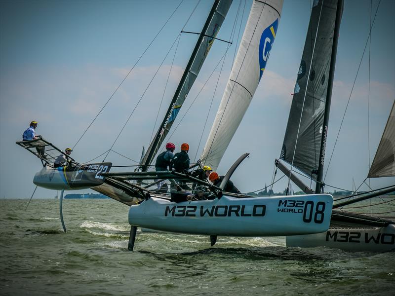 The young Kiwi crew on Knots Racing Team are learning the ropes on M32 European Series Holland Day 2 - photo © M32 Series / Hartas Productions