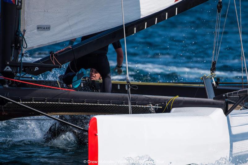 Torvar Mirsky nearly goes for a swim  - 2018 WMRT Match Cup Norway - Day 3 photo copyright Drew Malcolm taken at  and featuring the M32 class