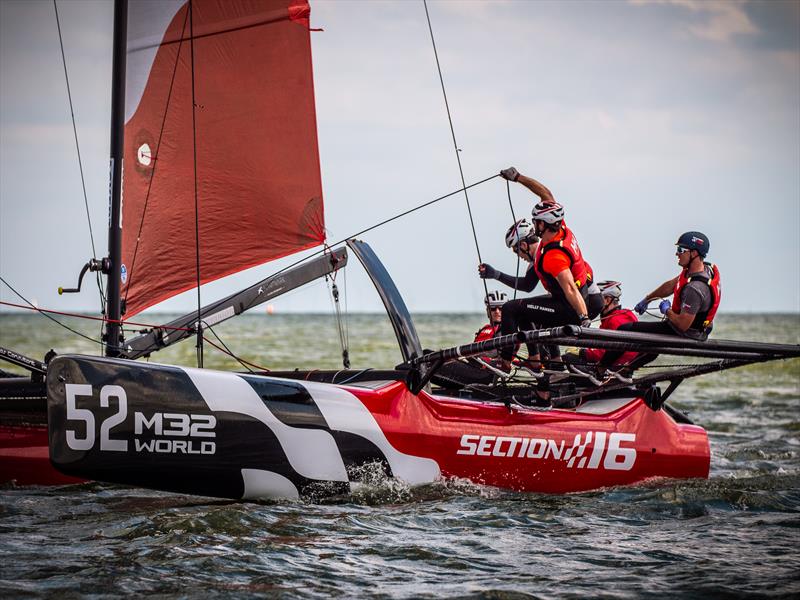 Richard Davies' Section 16 won the first race and ends day one tied on points with leader GAC Pindar. - M32 European Series Holland Day 1 photo copyright Hartas Productions taken at  and featuring the M32 class