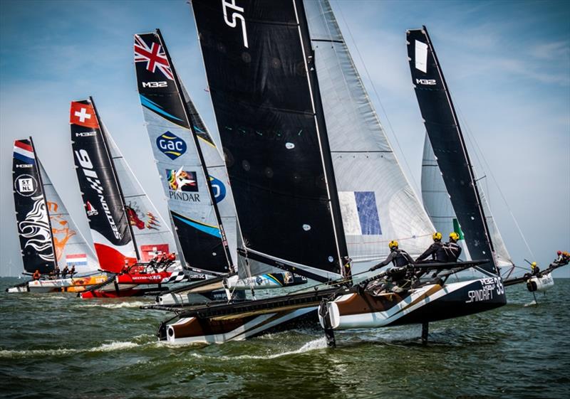 Spindrift racing, GAC Pindar, Section 16 and others head off on a reaching start photo copyright Ollie Hartas / M32 World taken at  and featuring the M32 class