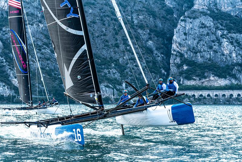 Don Wilson's Convexity is the narrow leader after day one of the M32 Pre-Worlds on Lake Garda photo copyright M32 World / Drew Malcolm taken at  and featuring the M32 class