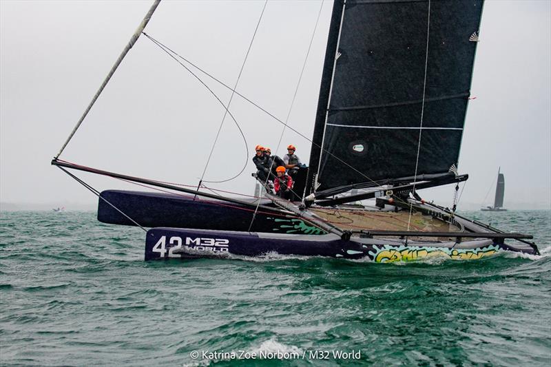 Team Gravedigger with skipper James Prendergast at the M32 World Championships in Miami photo copyright m32world / Katrina Zoe Norbom taken at  and featuring the M32 class