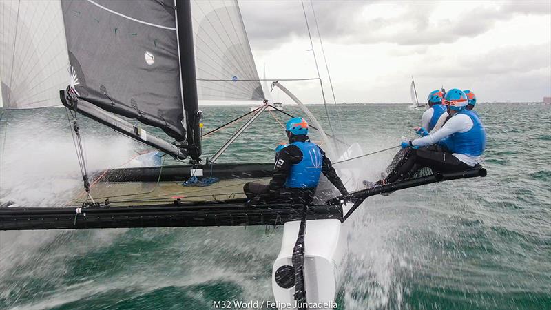 Team Convexity with skipper Don Wilson at the M32 World Championship in Miami photo copyright m32world/Felipe Juncadella taken at  and featuring the M32 class