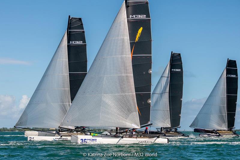 Fleet Heading downwind in the M32 World Championship in Miami photo copyright m32world / Katrina Zoe Norbom taken at  and featuring the M32 class