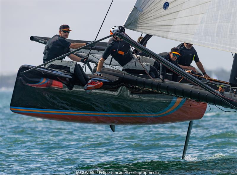 Inga from Sweden with skipper Richard Goransson and tactician Chris Draper takes second - M32 Miami Winter Series 1 photo copyright M32World/Felipe Juncadella taken at  and featuring the M32 class
