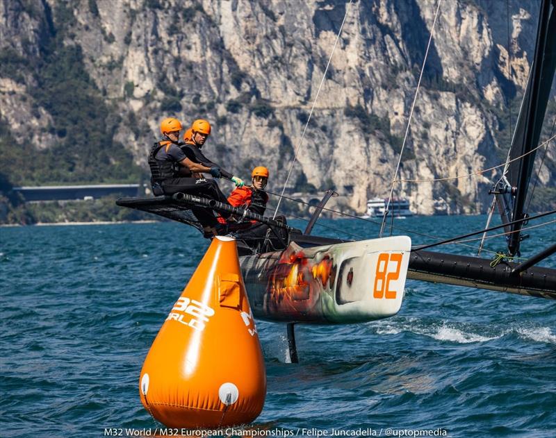 Leeloo with skipper Harold Vermeulen at Lake Garda - M32 European Championships 2022 - photo © M32World / Felipe Juncadella