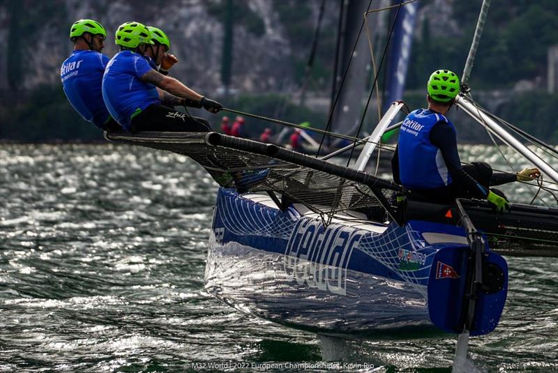 Vitamina Rapida with skipper Marco Radman on Lake Garda - M32 European Championships 2022 photo copyright M32 World / Kevin Rio taken at Fraglia Vela Riva and featuring the M32 class