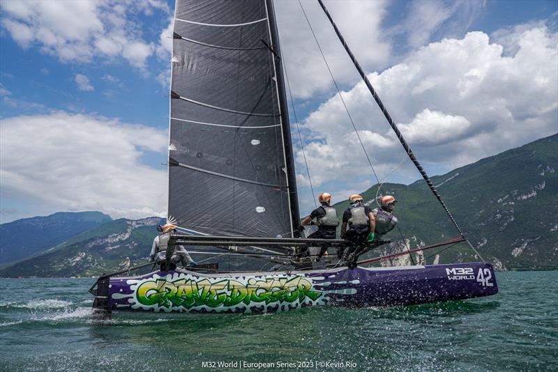 James Prendergast's Gravedigger with Nicholas Heiner, Mark Spearman, Ben Lamb, and Dan Morris during the M32 Europeans at Lake Garda photo copyright Kevin Rio taken at Fraglia Vela Riva and featuring the M32 class