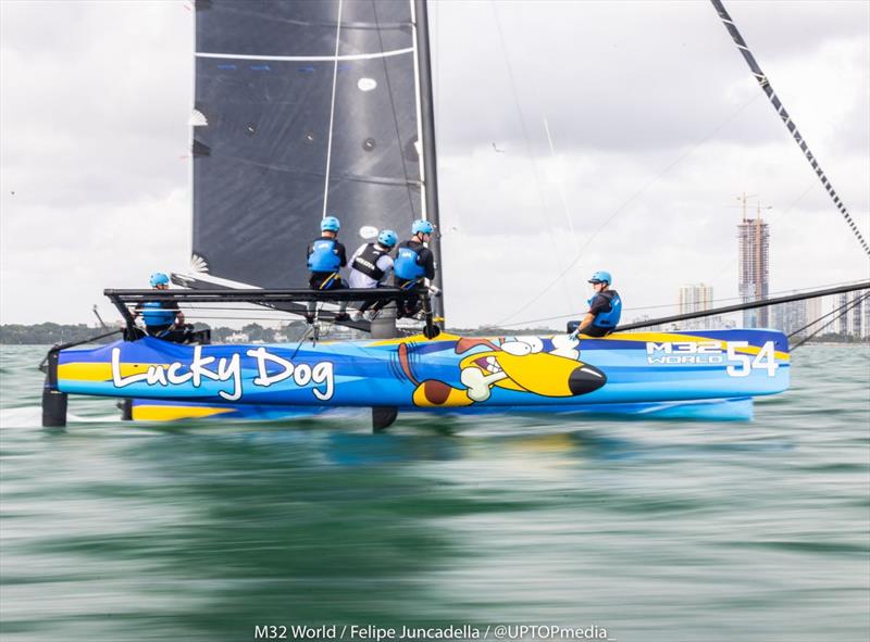 The fleet welcomes team “Lucky Dog” with skipper Travis Weisleder photo copyright M32World / Felipe Juncadella / UpTop Media taken at  and featuring the M32 class