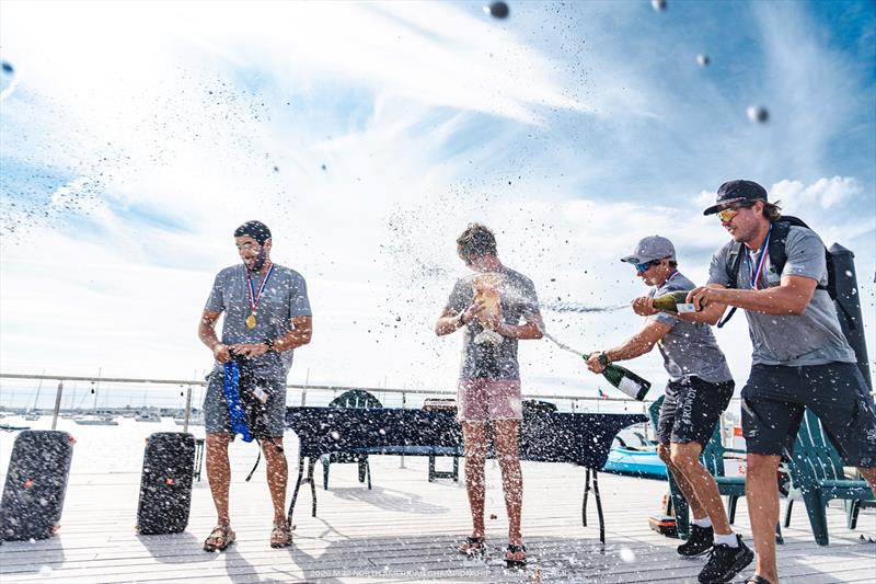 YoungBlood knows how to celebrate a win - M32 North American Championship 2026 photo copyright Hannah Lee Noll taken at  and featuring the M32 class