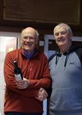Marblehead GAMES 1 Chipstead - David Allinson presenting first prize to Nigel Barrow, a well known dinghy sailor, just getting to grips with his STARKERS Marblehead © Stuart Ord-Hume