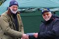 RO John Male (R) presents the runner-up prize to Barrie Martin - M&S District Marblehead Championship & GAMES 2 at Three Rivers  © Roger Stollery
