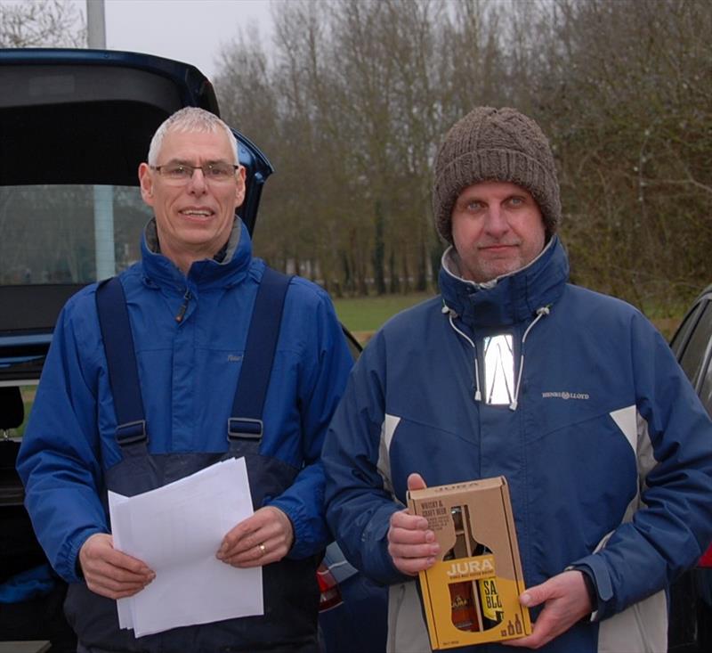 PRO Clive Bardell with winner Brad Gibson at UK Marblehead class 2018 Ranking Event 1 at Watermead photo copyright Roger Stollery taken at Watermead Model Boat Club  and featuring the Marblehead class