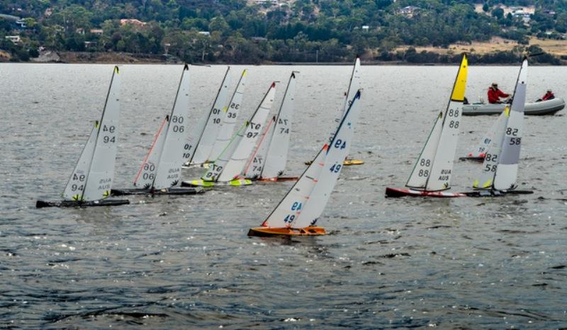 Day 2 - Ten seconds after start Kirwan (94), Condie (06), Fleming (97) and Reid (74) power on - ARYA Australian Marblehead National Championship photo copyright Robert Gavin taken at  and featuring the Marblehead class