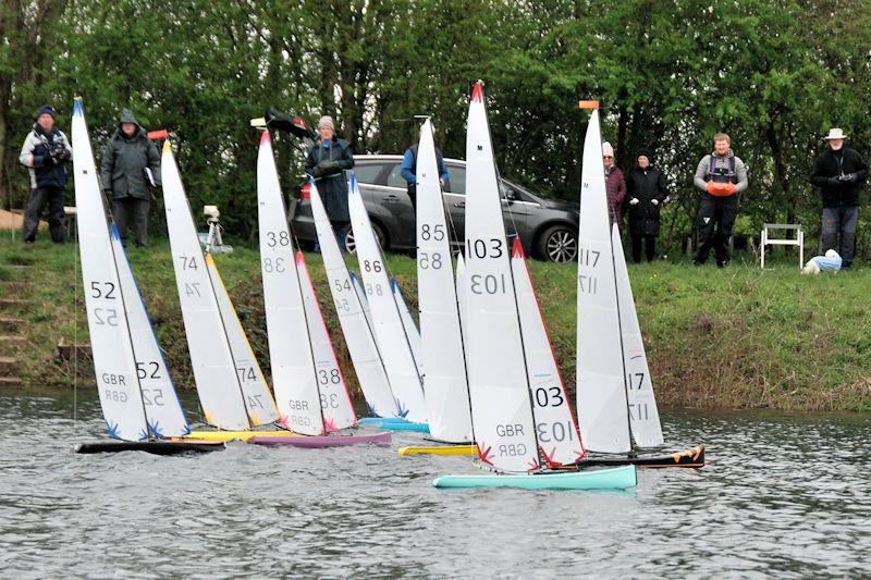 Barrie Martin and James Hadden get the best start in race 13 - Marblehead GAMES 4 event and Mermaid Trophy at Guildford (Abbey Meads) photo copyright Roger Stollery taken at Guildford Model Yacht Club and featuring the Marblehead class