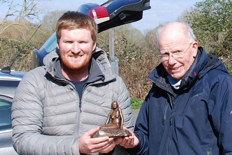 James Hadden (sailing a Marblehead for the first time) wins the coveted trophy - Marblehead GAMES 4 event and Mermaid Trophy at Guildford (Abbey Meads) photo copyright Roger Stollery taken at Guildford Model Yacht Club and featuring the Marblehead class