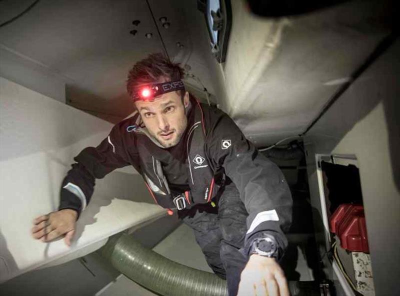 Offshore yachtsman Alan Roberts onboard his Figaro race yacht training in the UK wearing the new 'Crewsaver' Ergofit 190  photo copyright Lloyd Images taken at  and featuring the Marine Industry class