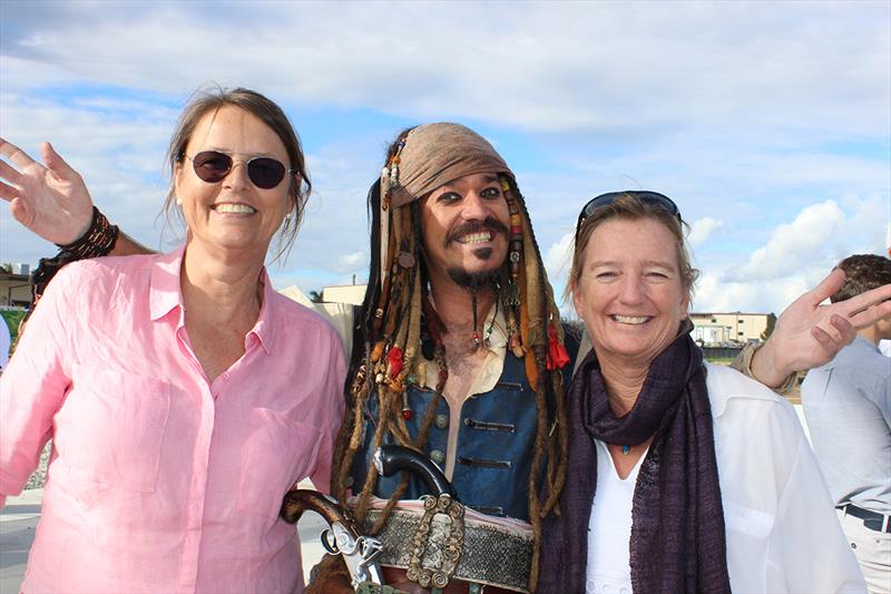 The Boat Works – From the left: Marieke Derks, Capt. Jack Sparrow and Zara Tremlett from The Superyacht Services Guide - 2019 ASMEX Conference - Yard Tours photo copyright Kylie Pike taken at  and featuring the Marine Industry class
