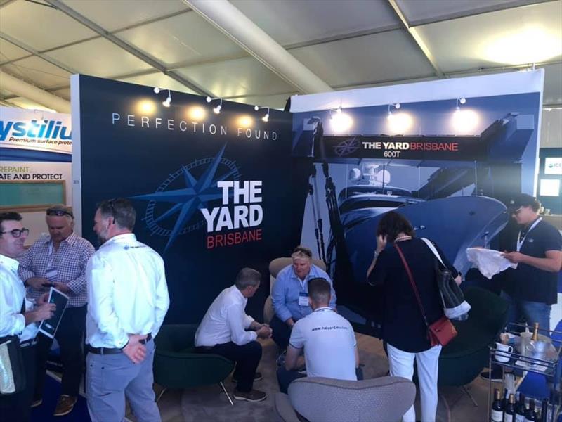 Plenty of discussion on The Yard Brisbane's stand - Monaco Yacht Show 2019 photo copyright Maddie Spencer taken at  and featuring the Marine Industry class