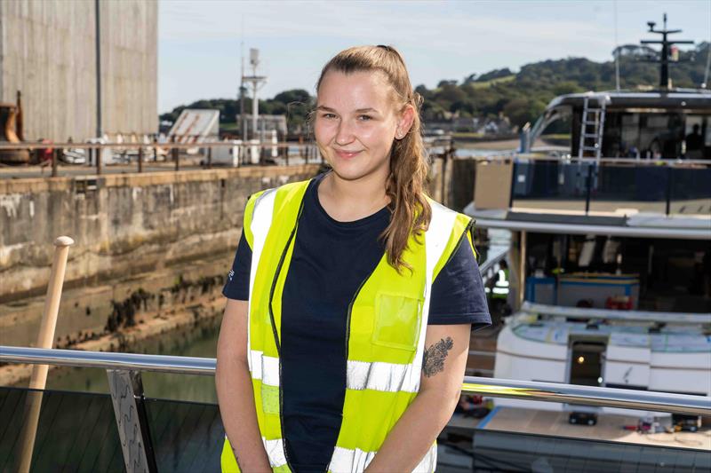 Charlotte Hewitson and Freya Wood at Princess Yachts where they are both doing a marine engineering apprenticeship photo copyright Princess Yachts taken at  and featuring the Marine Industry class