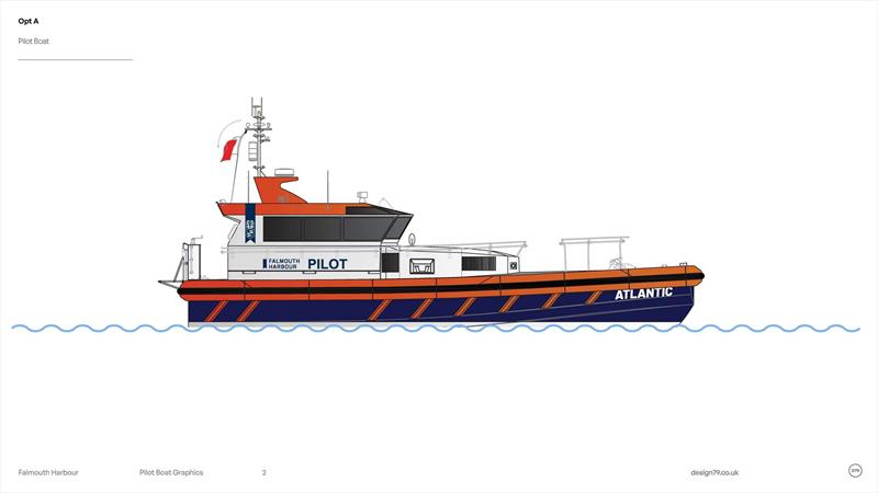 The new £1.6M vessel “Atlantic”, designed and built by Holyhead Marine, will replace the 46 year old LK Mitchell and join Arrow to provide Falmouth Harbour's pilot services 24/7, 365 days a year - photo © Camarc / Holyhead Marine Ltd