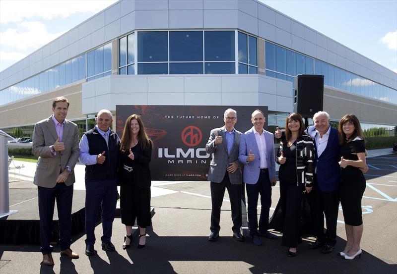 Paul Ray and Mike Lindberg of Ilmor Marine along with representatives from Penske Corporation, D'Agostini Companies, and Signature Associates in front of the new Ilmor Marine Technology and Manufacturing Center photo copyright Ilmor Marine taken at  and featuring the Marine Industry class
