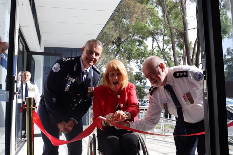 MRNSW Commissioner Alex Barrell, Member for Gosford Liesl Tesch and Marine Rescue Brisbane Water Unit Commander Ian Morrow cut the ribbon on the new base photo copyright Marine Rescue NSW taken at  and featuring the Marine Industry class