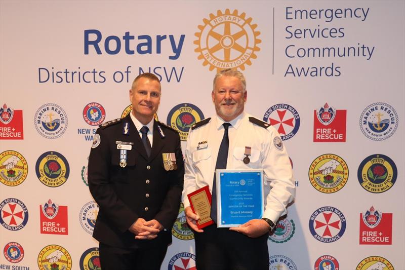 (l-r) Commissioner Alex Barrell and Inspector Stuart Massey photo copyright Marine Rescue NSW  taken at  and featuring the Marine Industry class