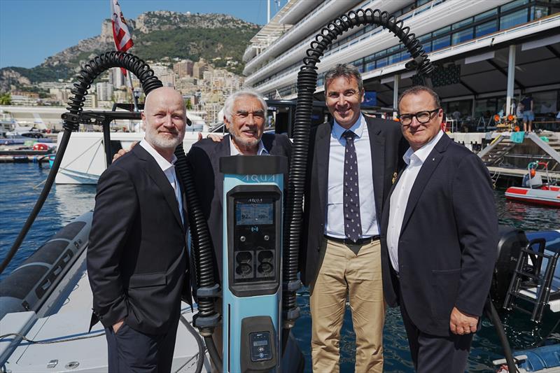 (left to right): Stewart Wilkinson, ATV Power, Bernard d'Alessandri, YCM, Jérémie Lagarrigue, MEBC International Jury and Fabrizio Zago, NatPower photo copyright NatPower Marine taken at  and featuring the Marine Industry class