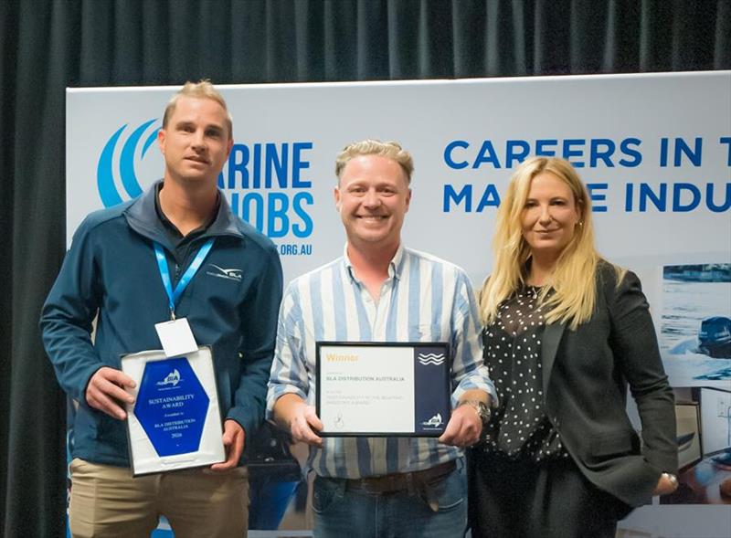 (from left): BLA Senior Sales Manager Simon Zacpal, August Race Group -Technical Director Peter Wallbank and BIA President Tracy Souris - photo © Boating Industry Association