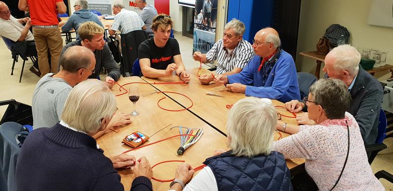 British Sailing Team 49er sailor Nick Robins leads a splicing workshop during the Marlow Rope-Show at Hayling Island Sailing Club photo copyright Emma Donovan taken at Hayling Island Sailing Club and featuring the  class