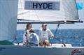 Skipper Josh Hyde, with crew Zach Fong and Nick Drummond on day 1 of the 58th Governors Cup International Youth Match Racing Championship © Tom Walker