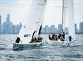 Megan Thomson and the 2.0 team to windward of Pauline Courtois (FRA) and Match in Pink - Gold medallists - 2025 Wormens Match Racing World Tour - Chicago - September 2025