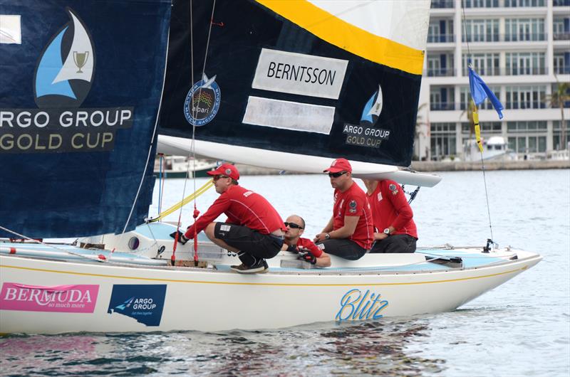 Johnie Berntsson (SWE) Stena Sailing Team had a tough time on day 4 of the Argo Group Gold Cup photo copyright Talbot Wilson taken at Royal Bermuda Yacht Club and featuring the Match Racing class