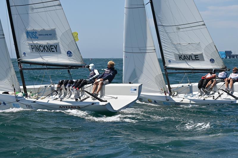 Petit final – Morgan Pinckney (USA, Newport Harbor Yacht Club) and Porter Kavle (USA, Annapolis Yacht Club) at the Governor's Cup 2021 photo copyright Tom Walker taken at Balboa Yacht Club and featuring the Match Racing class